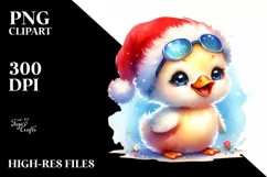 Expressive Baby Swan PNG with Santa Hat Product Image 1