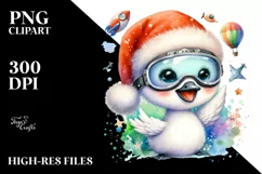 Expressive Baby Swan PNG with Santa Hat Product Image 3