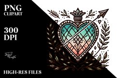 Vintage Stained Heart PNG Product Image 2