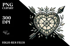 Vintage Stained Heart with Arrow PNG Product Image 2
