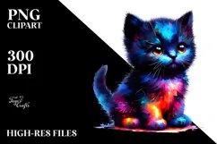 Cute Baby Black Cat PNG Product Image 2