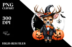 Funny Watercolor Deer with Halloween Suit | Sublimation | Product Image 2