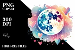 Digital Painting of Moon with Hanging Hearts Product Image 2