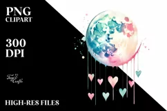Digital Painting of Moon with Hanging Hearts Product Image 2