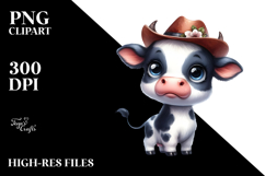 Expressive Baby Cow with Hat | Sublimation | Clipart Product Image 2