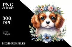 Watercolor Baby Cavalier King Charles Spaniel Clipart Product Image 1