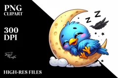 cute colorful baby crow moon clipart Product Image 3