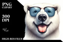 Funny Cute Polar Bear with Sunglasses | Watercolor Clipart Product Image 3