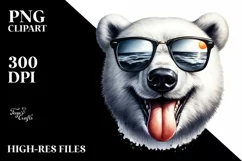 Funny Cute Polar Bear with Sunglasses | Watercolor Clipart Product Image 1