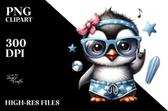Cute Baby Penguin Rocker Beach PNG Product Image 2
