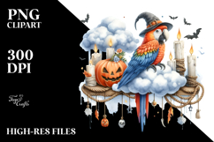 Halloween Macaw Sitting on Cloud PNG Product Image 2