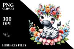 Vibrant Flower Zebra | Clipart Product Image 2