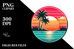 Retro Tropical Beach Sunset PNG Product Image 2