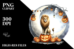 Halloween Lion Sitting on Moon PNG Product Image 2