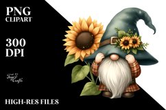 Sunflower Gnome with Large Hat, Colorful PNG Product Image 2