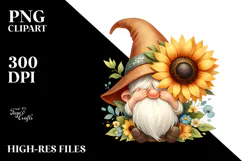 Cute Gnome with Sunflower, High-Res PNG Product Image 2