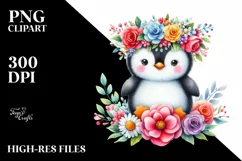 Vibrant Penguin with Flower Crown, Transparent PNG Product Image 2