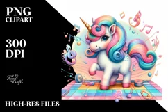 Baby Unicorn on Dance Floor, PNG Product Image 3
