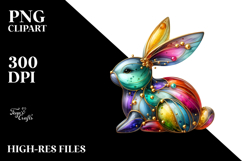 Colorful Bunny with Golden Insertions PNG Product Image 2