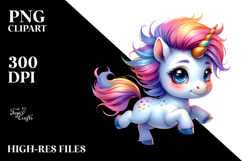 Cute Baby Unicorn Running, PNG Product Image 2