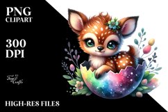 Colorful Sitting Baby Deer Watercolor Clipart Product Image 1