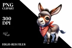 Colorful Watercolor Donkey with Bandana | Sublimation | Product Image 1