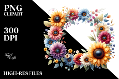 Colorful Glossy Sunflower Frame PNG Product Image 2