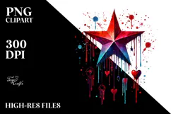 Smiling Star with Blood and Hearts PNG Product Image 2