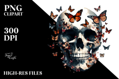Half Skull Spring Flowers PNG Product Image 2