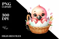 Colorful Baby Flamingo Egg Basket | Sublimation | Clipart Product Image 3