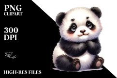 Digital Watercolor Baby Panda PNG Product Image 2