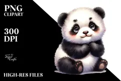 Digital Watercolor Baby Panda PNG Product Image 2