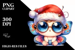 Expressive Baby Butterfly PNG with Santa Hat Product Image 3