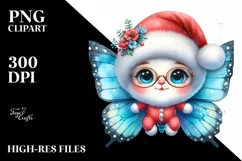 Expressive Baby Butterfly PNG with Santa Hat Product Image 1
