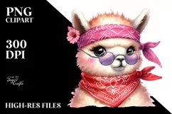 Funny Llama Chick with Bandana PNG Product Image 3