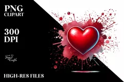 Red Glossy Heart, Digital Painting PNG Product Image 2