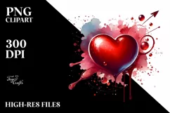 Red Glossy Heart, Digital Painting PNG Product Image 2