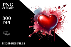 Red Heart on Splashy Background PNG Product Image 2