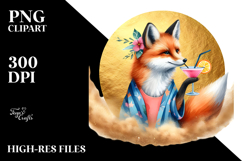 Hip Fox with Cocktail, PNG Product Image 2