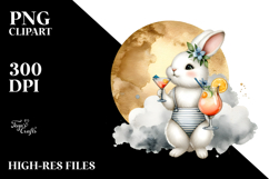 Cute Rabbit in Beachwear Watercolor PNG Product Image 2