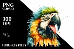 Funny Cute Macaw with Tongue Out | Watercolor Clipart Product Image 3