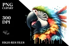 Funny Cute Macaw with Tongue Out | Watercolor Clipart Product Image 3