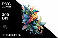 Vibrant Bird with Flowers PNG Product Image 3
