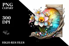 Small Stained Daffodil Metallic Watercolor | Clipart Product Image 1
