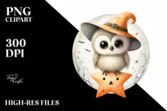Cute Baby Owl on Star, Transparent PNG Product Image 1