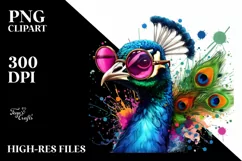 Colorful Quirky Peacock Art Clipart Product Image 3