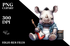 Cute Baby Rhino with Rocker Look, High-Res PNG Product Image 2