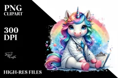 Baby Unicorn in Lab Coat, PNG Product Image 1