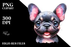 Watercolor Cute French Bulldog with Big Eyes, Transparent Product Image 2