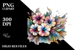Abstract Pastel Wooden Stained Petunia, PNG Product Image 2